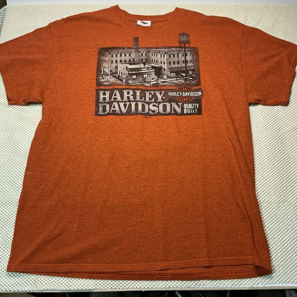 Harley-Davidson Landers Little Rock Arkansas XL Orange Vintage Biker T-Shirt